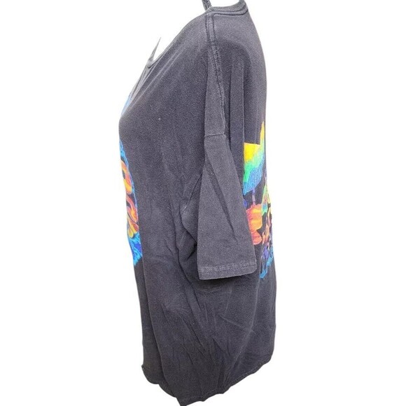 Woodstock Peace Sign Tie-Dye Black T-Shirt Size Large 2 Sides - Picture 5 of 7